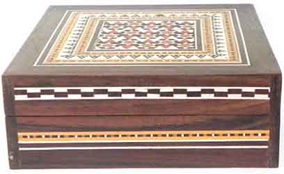 Schmuckkstchen Rosenholz mit Bone Mosaik-Einlage