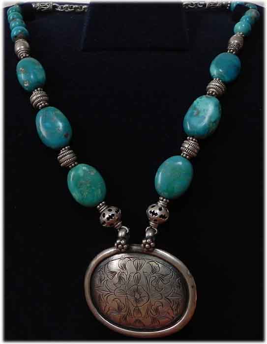 Trkiscollier mit Silber Anhnger
