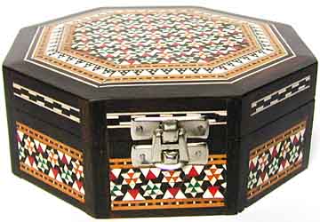 Schmuckkstchen Rosenholz mit Mosaikeinlage